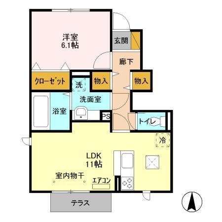 セジュールVI(1LDK/1階)の間取り写真