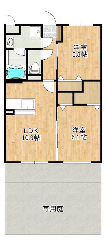 クレスト見次(2LDK/1階)の間取り写真
