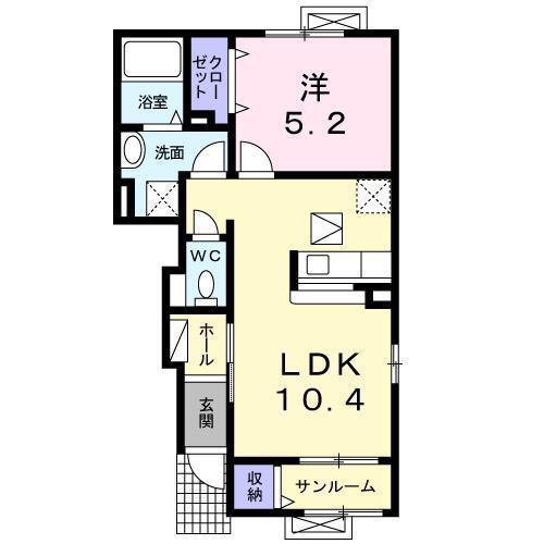 グラミス(1LDK/1階)の間取り写真