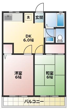 サンエイトB(2DK/2階)の間取り写真