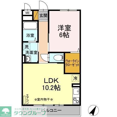 レジデンスデュオ(1LDK/2階)の間取り写真