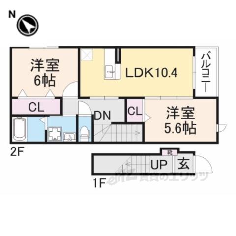 ビバ-チェⅢ(2LDK/2階)の間取り写真