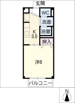 ノーブルFUJII(1K/1階)の間取り写真