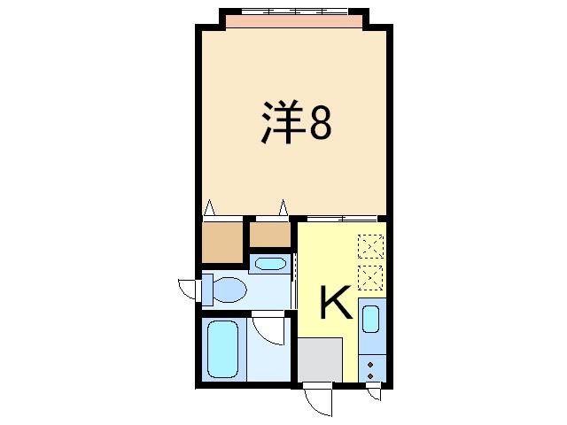 ウエストウッドII(1K/1階)の間取り写真