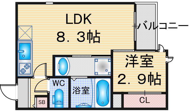 G-SMART笠寺(1LDK/2階)の間取り写真