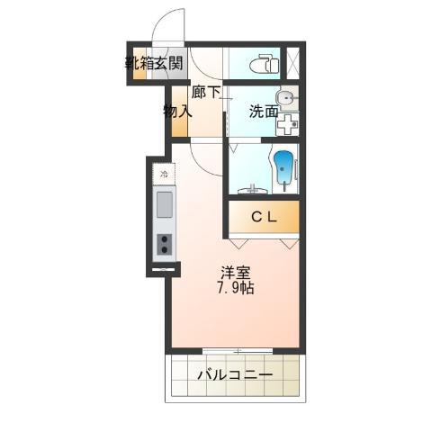 セジュールたまで(ワンルーム/3階)の間取り写真