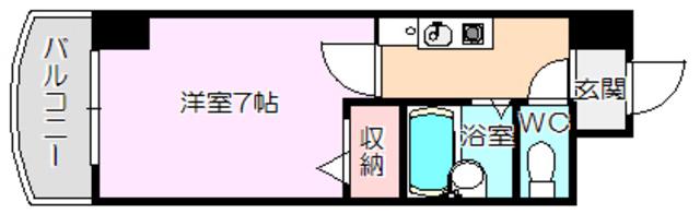ノルデンハイム東三国ⅢA(1K/10階)の間取り写真