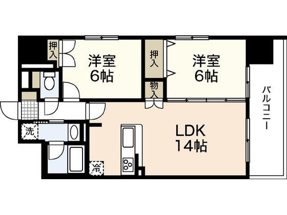ウイング宝町サード(2LDK/15階)の間取り写真