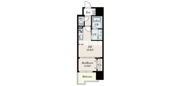 S-RESIDENCE六ツ門ABREAS(1DK/3階)の間取り写真
