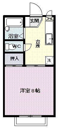 レーベンハイツB(1K/2階)の間取り写真