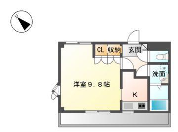 ピーチヒルズ(1K/2階)の間取り写真