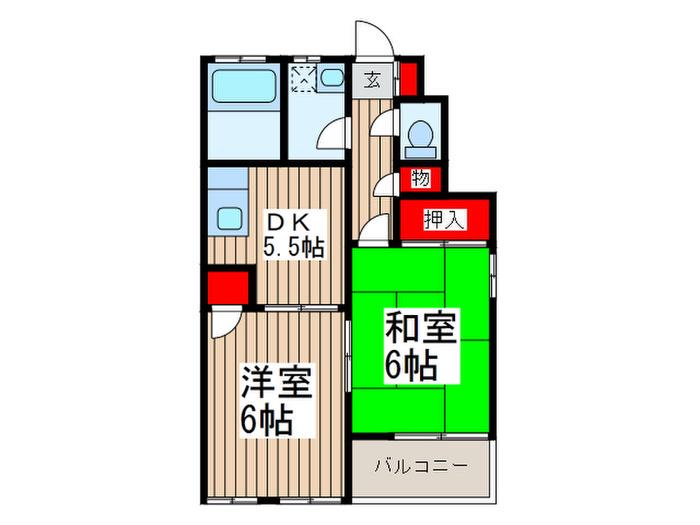 ペトラ浦和(2DK/1階)の間取り写真
