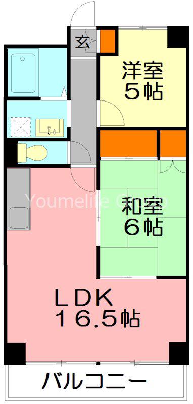 プラザ御殿(2LDK/2階)の間取り写真