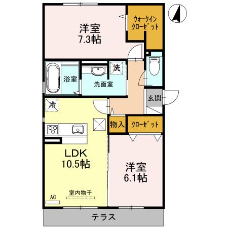 ボース・ウィングス久宝寺(2LDK/2階)の間取り写真