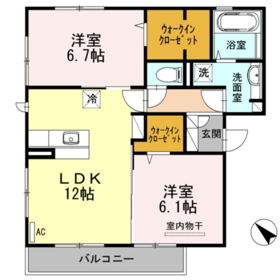 プロキオン(2LDK/2階)の間取り写真