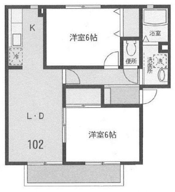 ハイツタチバナ(2LDK/1階)の間取り写真