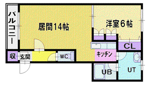 カントリーアヴェニュー(1LDK/5階)の間取り写真