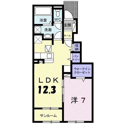 SALIENTE III(1LDK/1階)の間取り写真