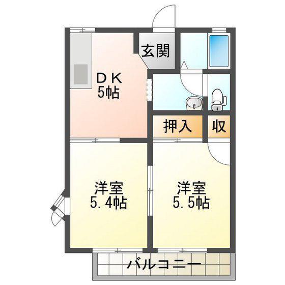 フレグランスかおりA(2K/2階)の間取り写真