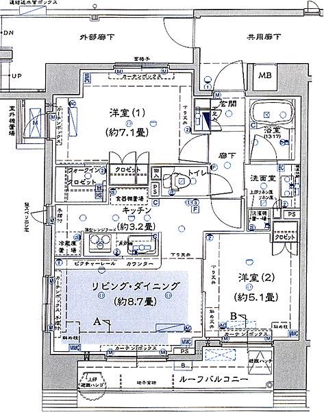 BRILLIA綱島IDステーションフロント(2LDK/6階)の間取り写真