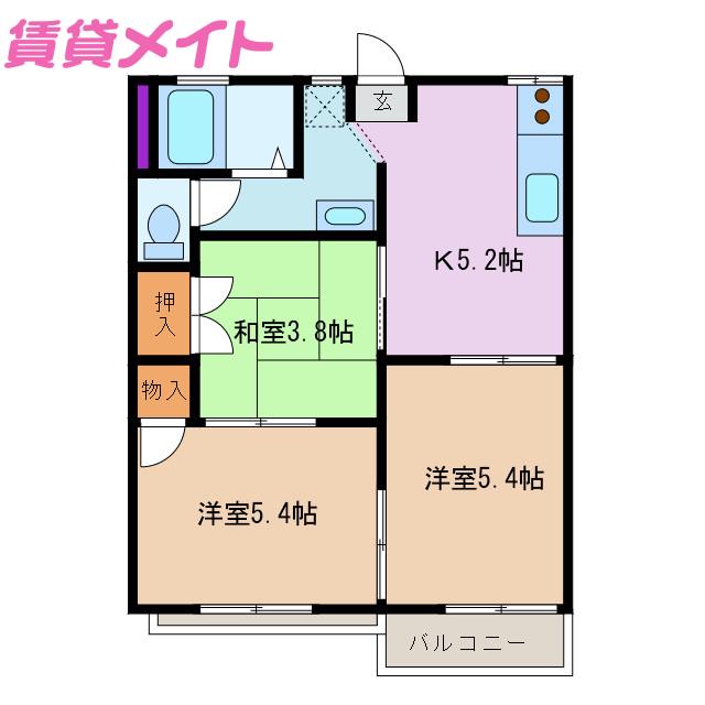 コーポCHIKUSA(3K/2階)の間取り写真