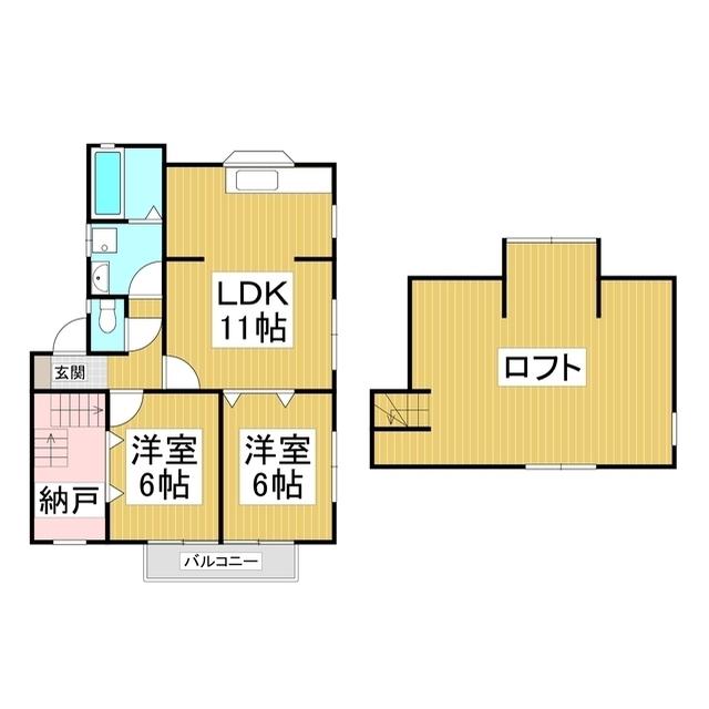 下田ハイツ飯沼(2SLDK/2階)の間取り写真