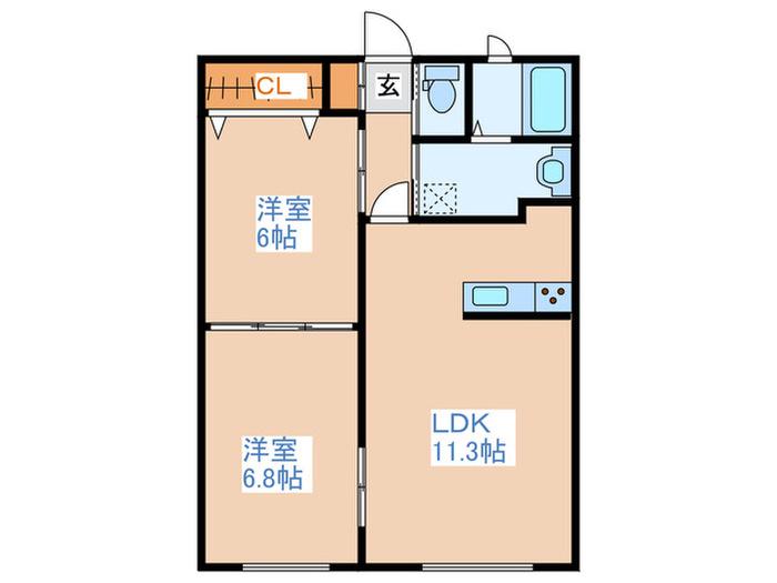 WHITE MOTHERS(2LDK/1階)の間取り写真