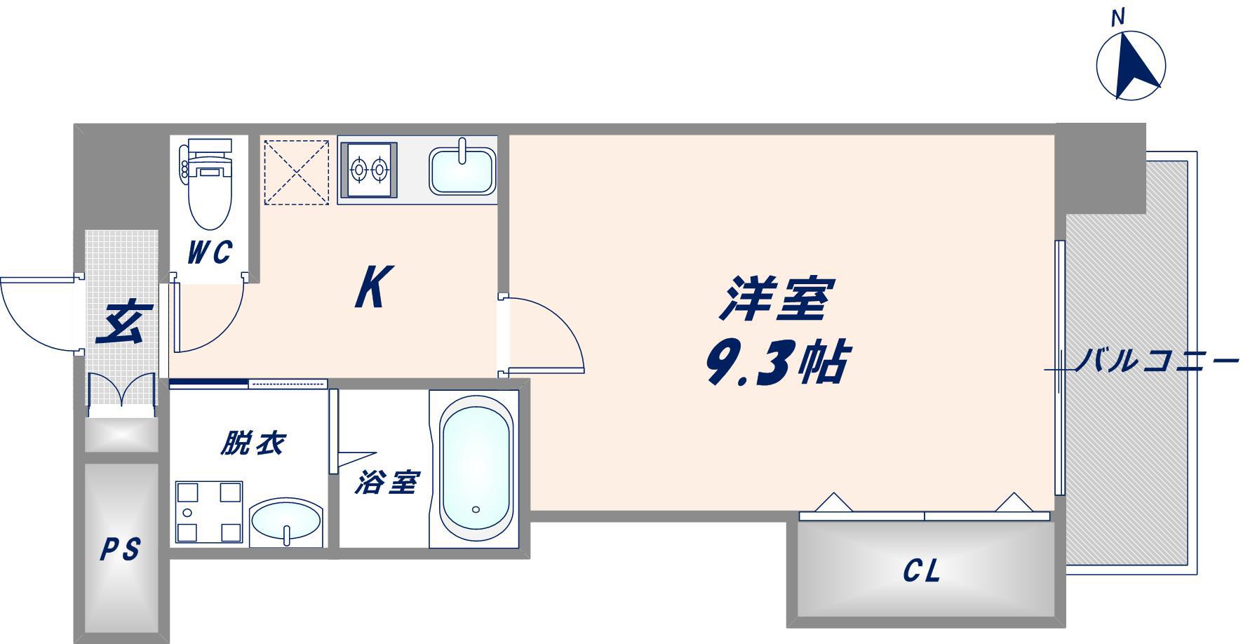 ラグゼ布施北I(1K/3階)の間取り写真