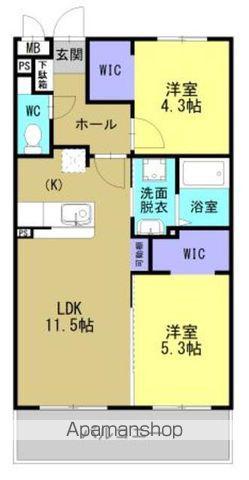 ARTH平松(2LDK/3階)の間取り写真