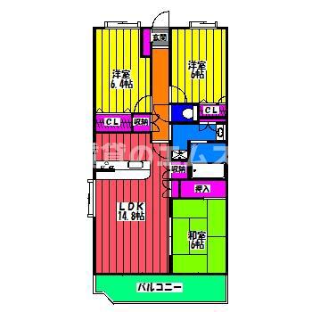ロイヤルガーデン博多(3LDK/4階)の間取り写真