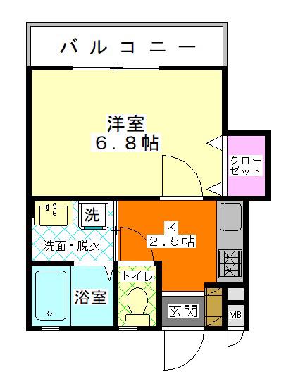 学友館II(1K/1階)の間取り写真