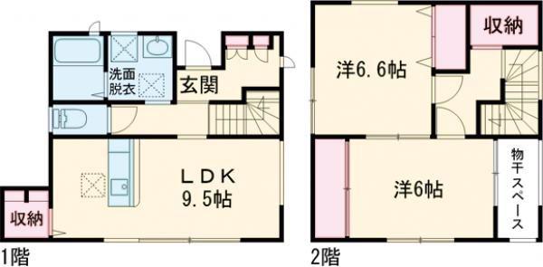 笑のすみか千日B(2LDK/1階)の間取り写真