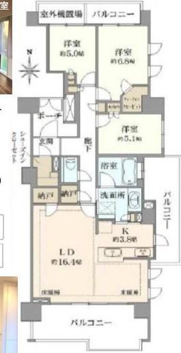 桜上水ガーデンズD棟(3LDK/3階)の間取り写真