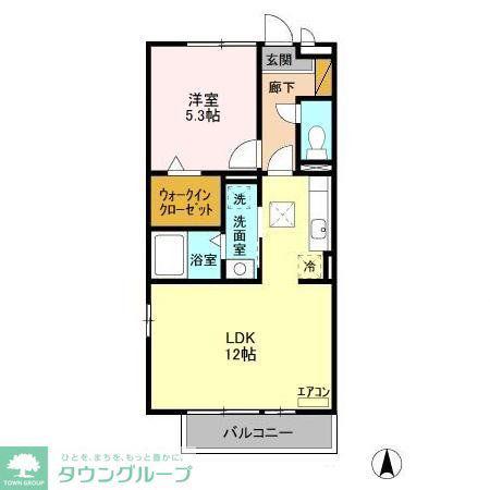コリーヌ・ドゥ(1LDK/1階)の間取り写真