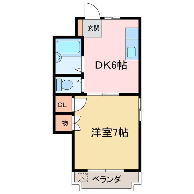 アーバンコート河内町(1DK/1階)の間取り写真