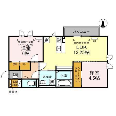 フォレスタII(2LDK/1階)の間取り写真