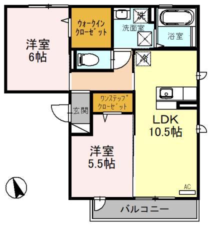 バレンシア(2LDK/1階)の間取り写真