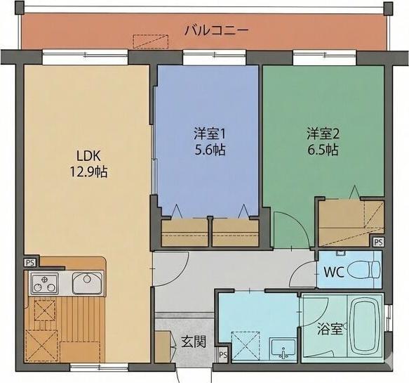 FELICIAS(2LDK/4階)の間取り写真