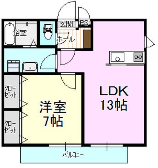 サンシャルマン(1LDK/2階)の間取り写真