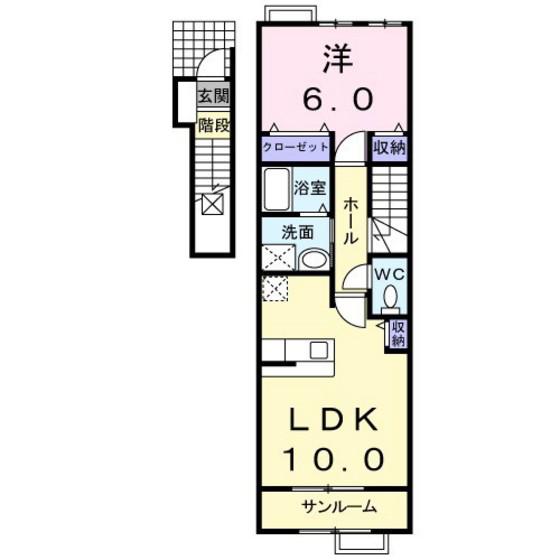 サイモンEIGHT(1LDK/2階)の間取り写真
