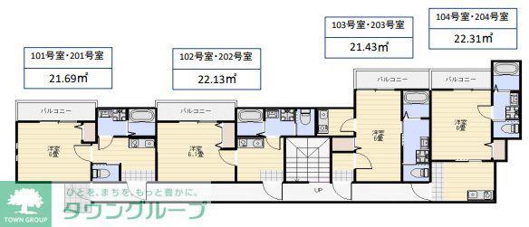 ラウレア川越(1K/2階)の間取り写真