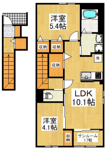 ラリアン(2LDK/2階)の間取り写真