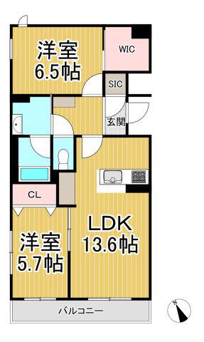 コート ヴィ二ヤード(2LDK/2階)の間取り写真