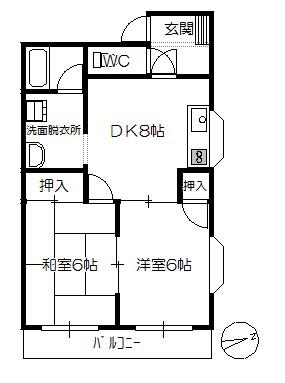 中央ポピーハイツ(2DK/5階)の間取り写真