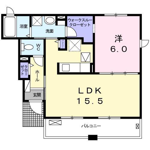 カレント寒川(1LDK/1階)の間取り写真