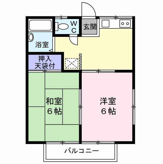 ハイツ野村(2DK/2階)の間取り写真