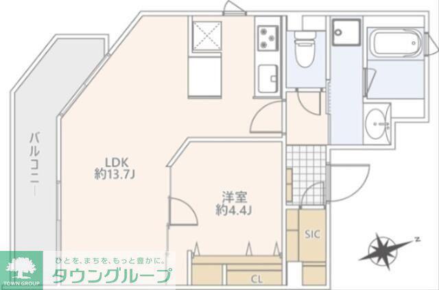 GRANDUO二子玉川IV(1LDK/4階)の間取り写真