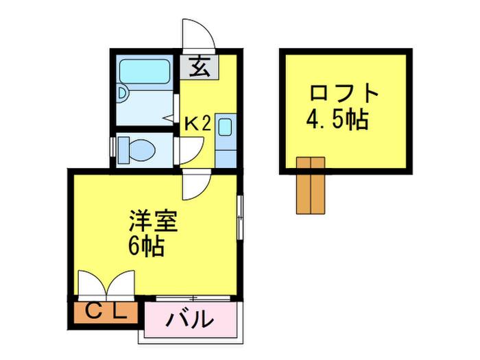 オリーブハイツ(1K/2階)の間取り写真