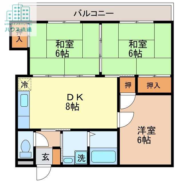 アーバンパレスB(3DK/3階)の間取り写真