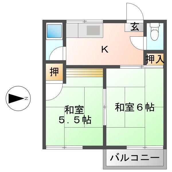 フォーブル横和(2K/1階)の間取り写真